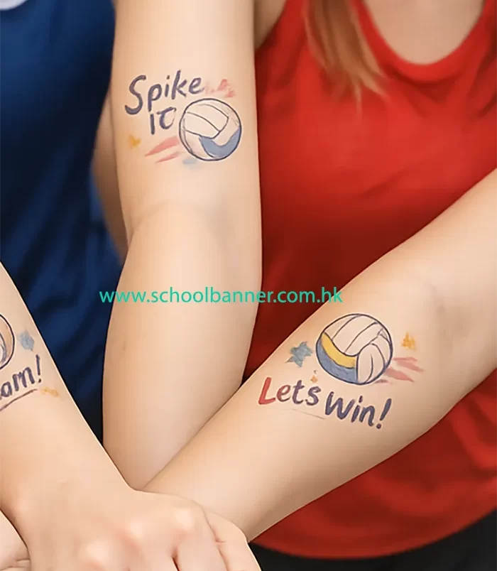 temporary-tattoo-volleyball 團體貼排球 Spike 激勵標語水印貼紙