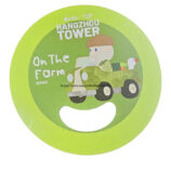 PVC Promotional Fan 0.75mm-A front-view of the 0.75mm thick PVC advertising fan, showcasing the detailed character illustration, On The Farm theme, and high-quality vibrant p