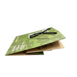 Side angle of the semi-folded paper bag, emphasizing the continuity of the print design